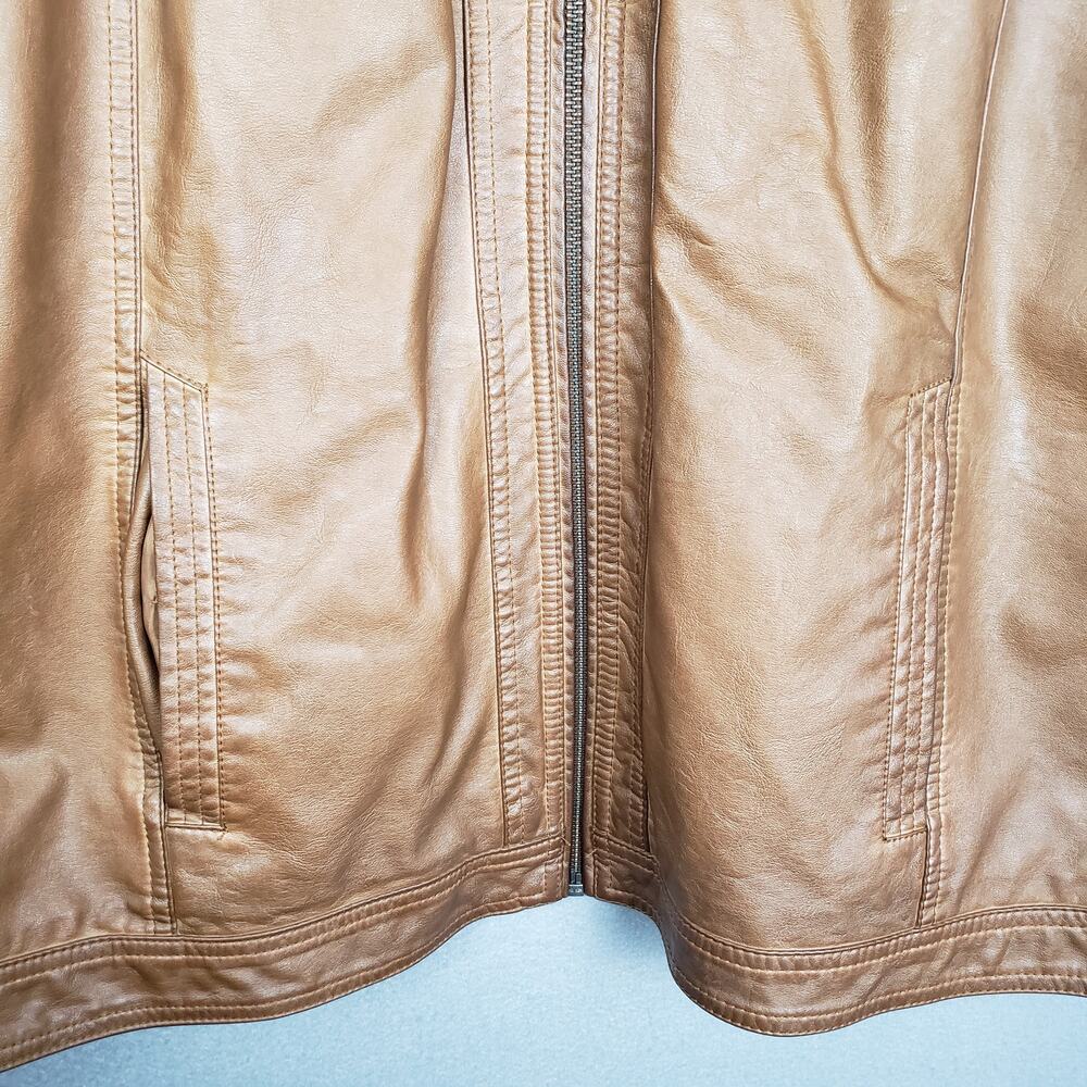 Maurices 4X Faux Leather Moto Jacket Carmel Brown Comfort Stretch Fall Staple - Picture 3 of 13